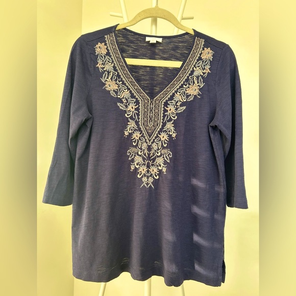 J JILL Embroidered v-neck tunic MP - Picture 1 of 7